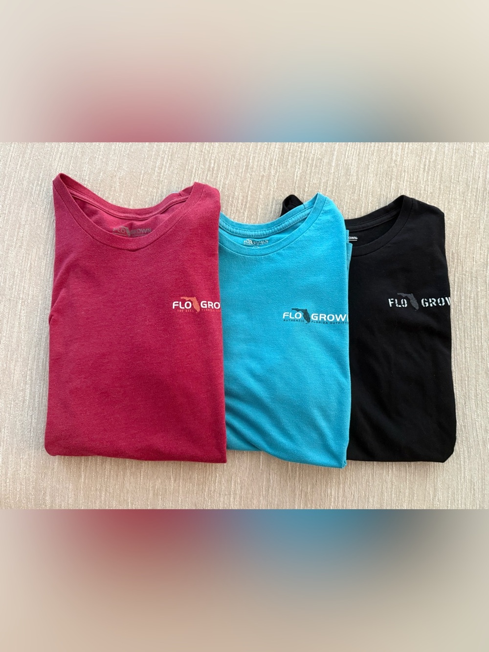 3 FloGrown Short Sleeve Men’s T-shirts 
Size Medium